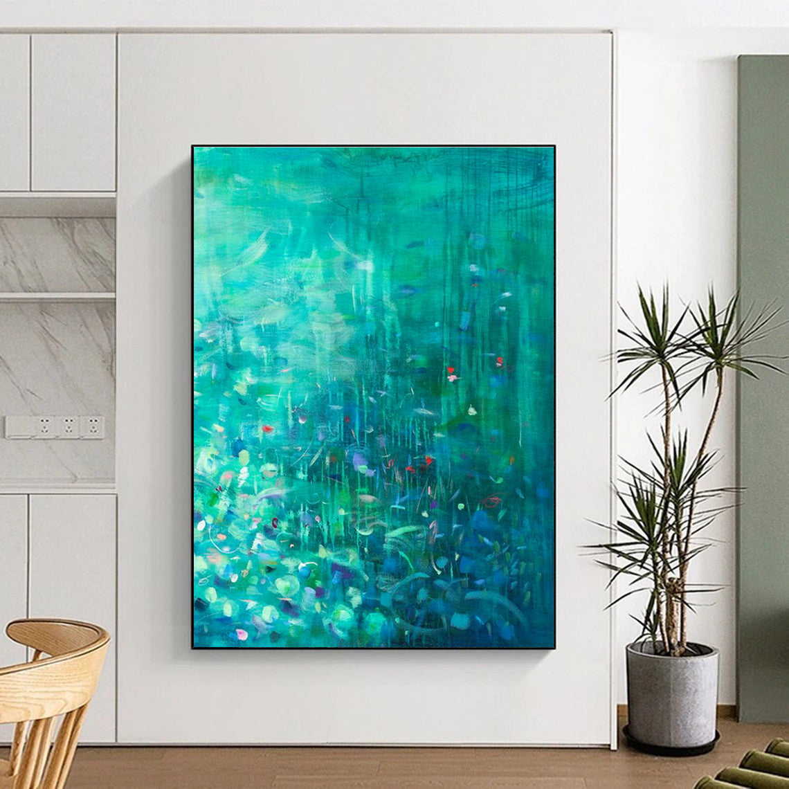 Large-Scale Custom Hand-Painted Abstract Painting - Engaging Decor for Science Centers  DLZ0159