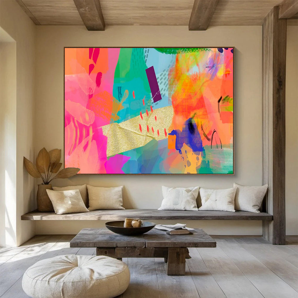 Bespoke Vertical Entertainment Complex Oversized Abstract Hand-Painted Mural DLZ2583