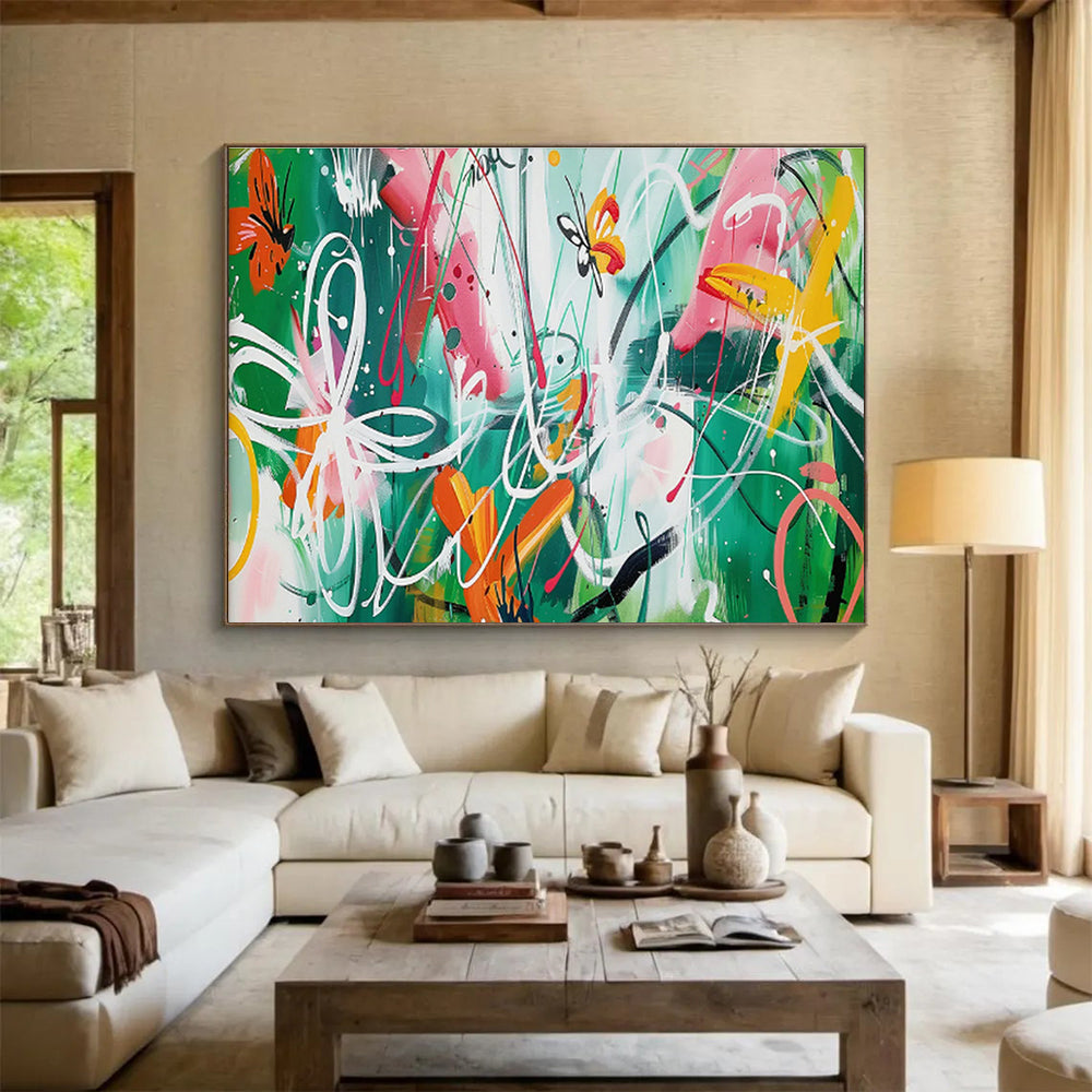 Tailored High-Altitude Weather Modification Station Giant Abstract Hand Painting DLZ2607