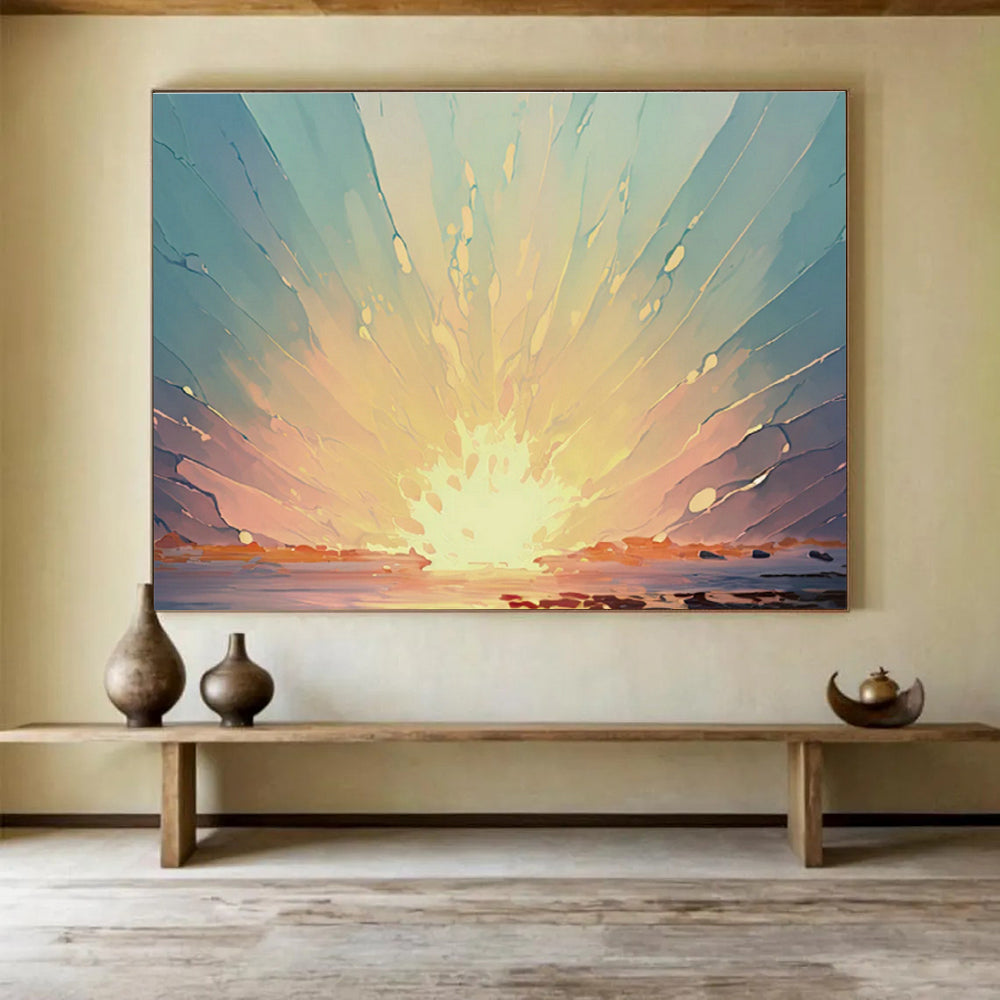 Large-Size Custom Hand-Painted Abstract Painting for Urban Vertical Farming LED Lighting R & D Center DLZ3049