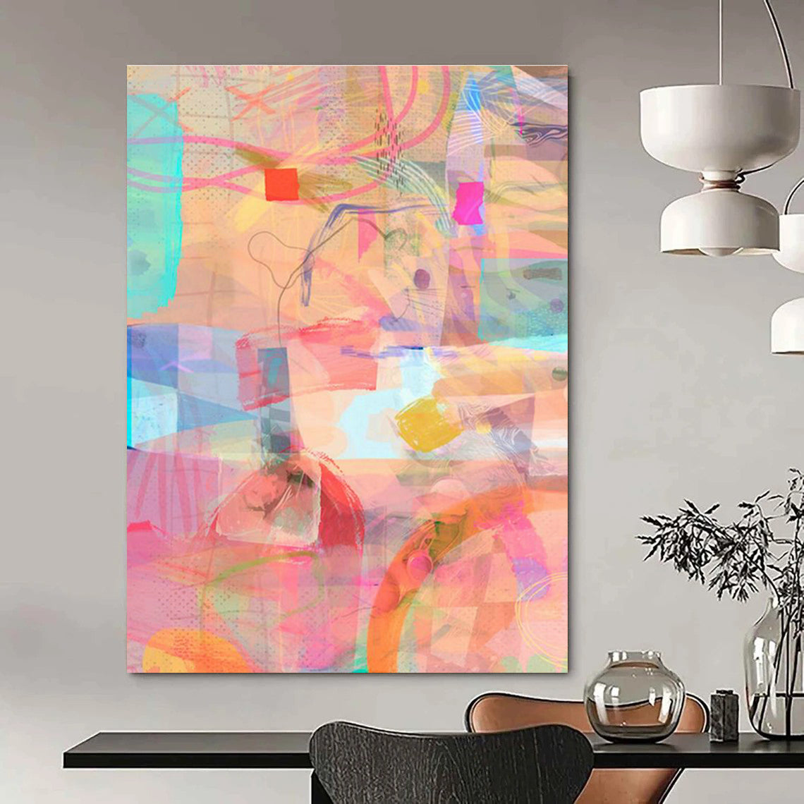 Large Custom Hand-Painted Abstract Painting - Relaxing Atmosphere for Spa Centers  DLZ0162