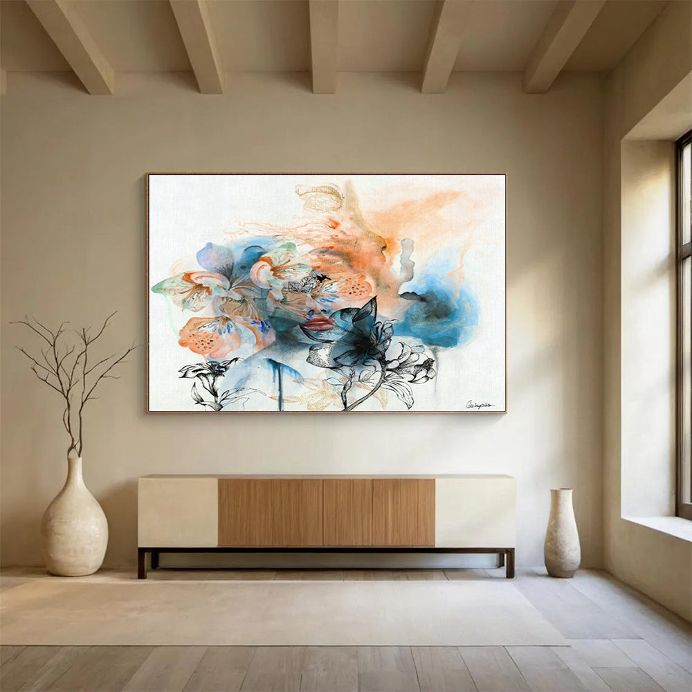 Large Custom Abstract Hand-Painted Art for Coral Reef Conservation Center Visitor Area DLZ2920