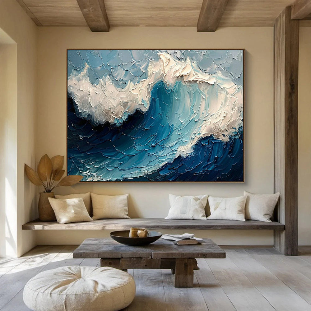 Oversized Custom Hand-Painted Abstract Art for Antarctic Marine Mammal Migration Pattern Prediction Lab DLZ3150