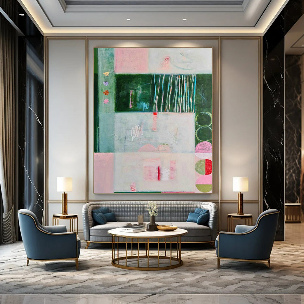 Large-Scale Customizable Hand-Painted Abstract Painting - Fun Art Decoration for Mahjong Rooms  DLZ0145