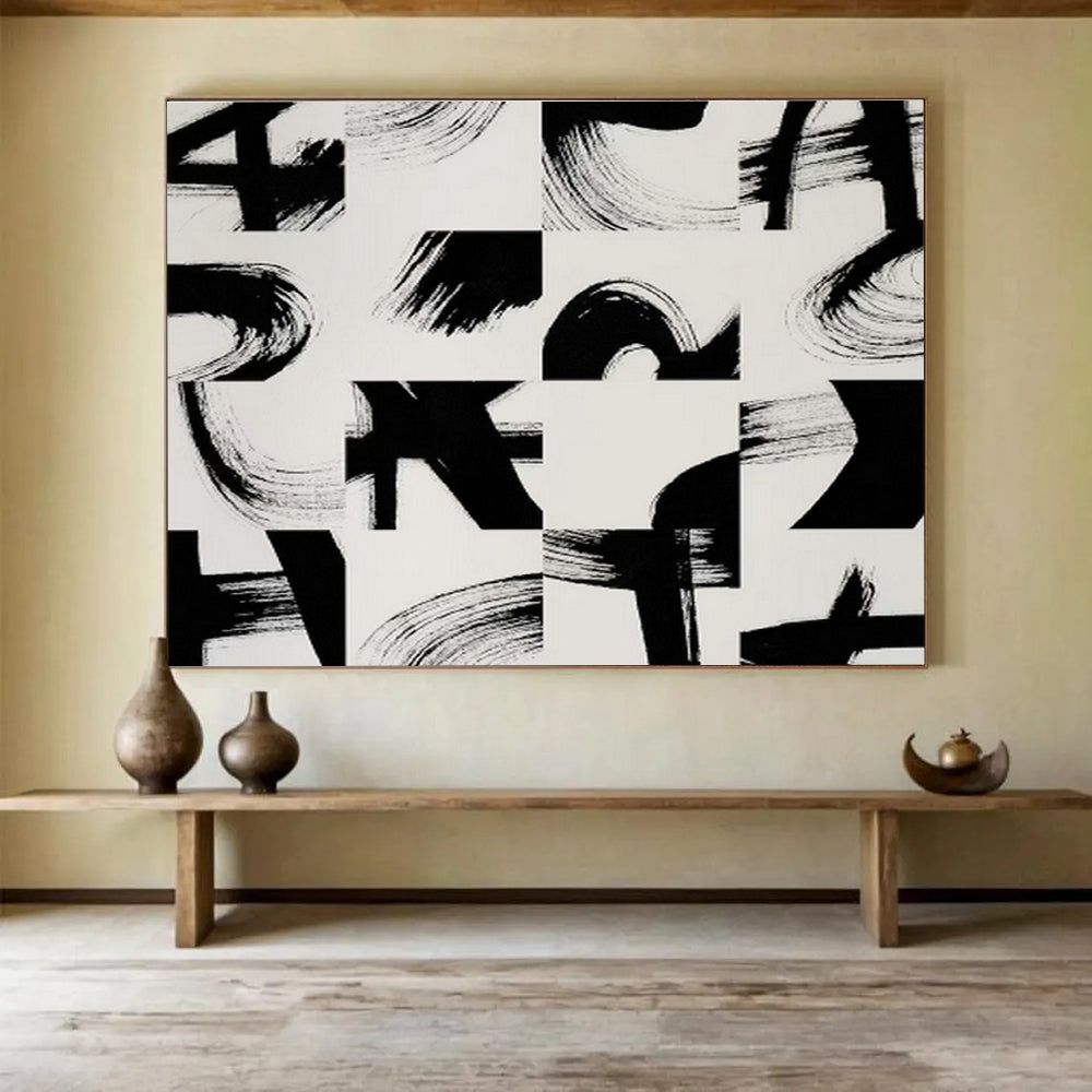 Custom Giant Abstract Hand Painting for Carbon Capture and Storage Site Control Center DLZ2831