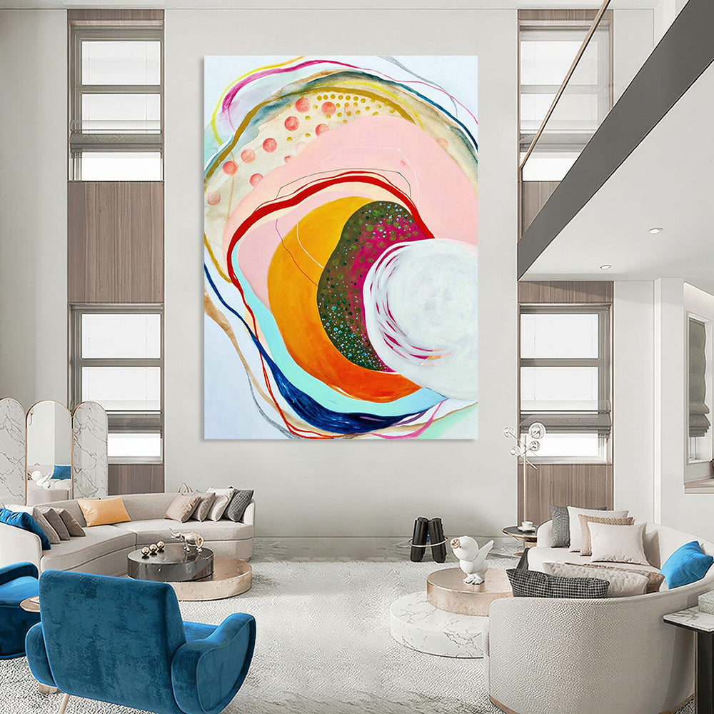 Large-Scale Custom Hand-Painted Abstract Painting - Warm Decoration for Maternity Centers  DLZ0139