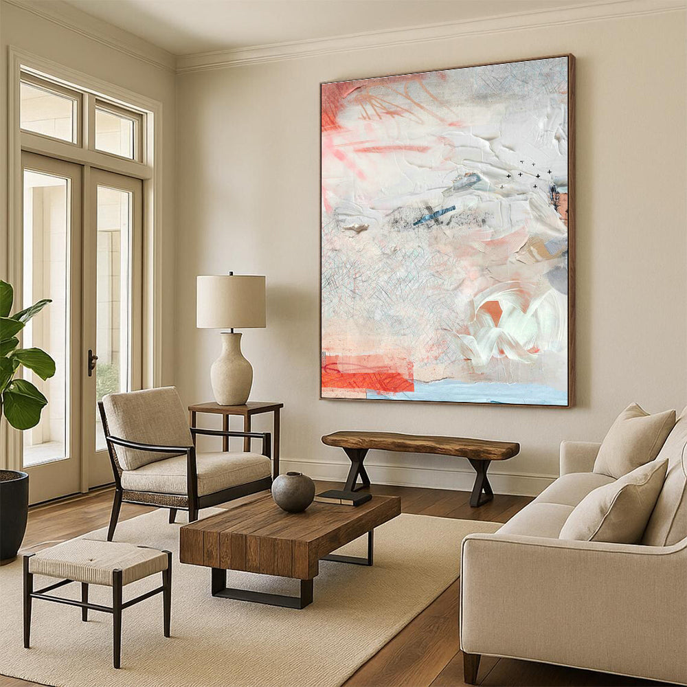 Impressive Large Custom Hand-Painted Abstract Painting - Upscale Décor for Fine Dining Restaurants  DLZ0157