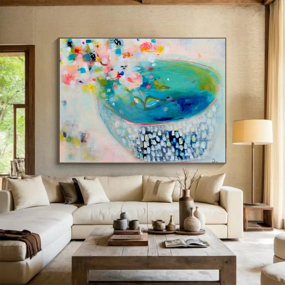 Concrete Base Custom Hand-Painted Abstract for Urban Art Galleries