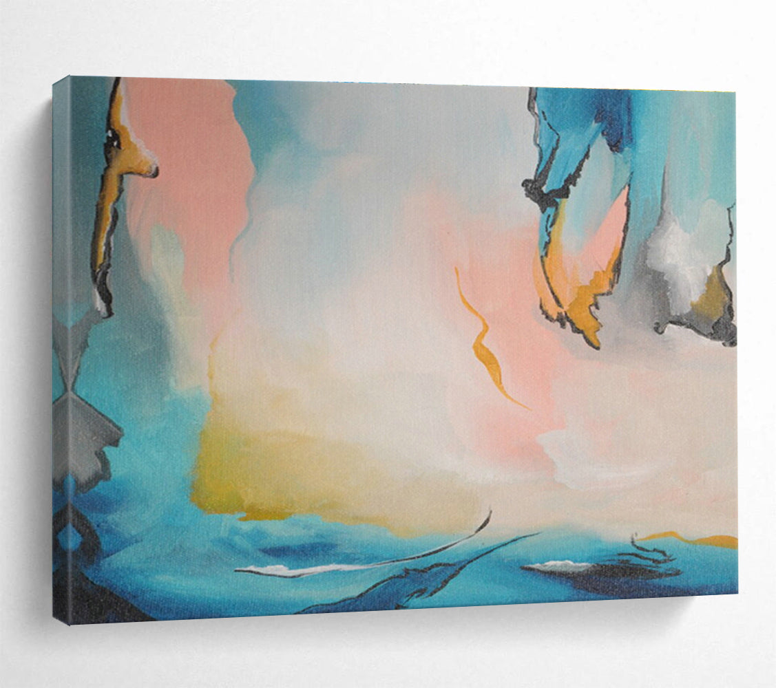 Optical Illusion Custom Hand-Painted Geometric Abstract Art for Entryways and Focal Points