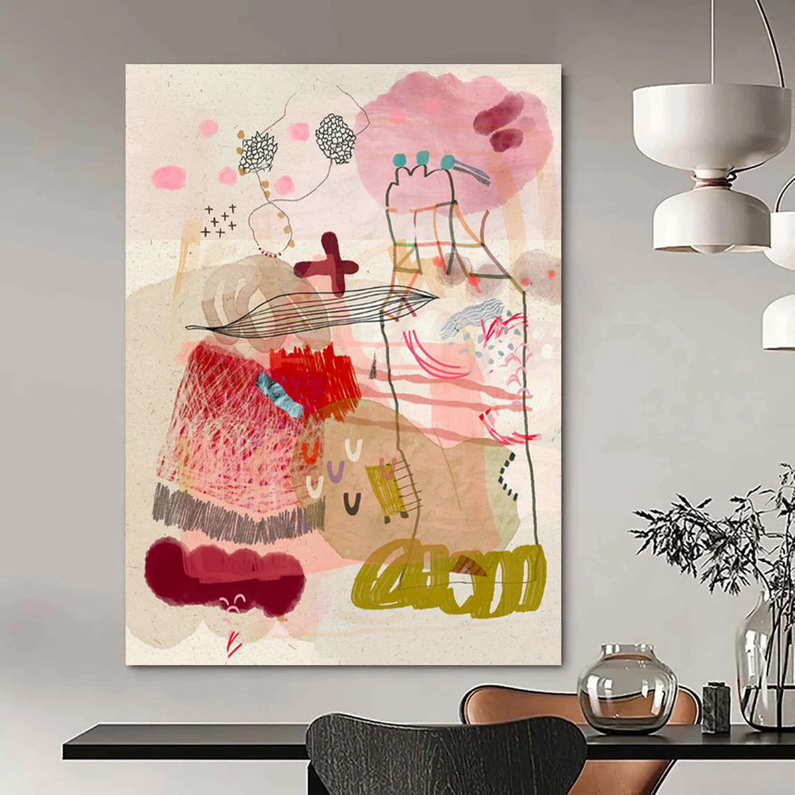 Large-Sized Custom Hand-Painted Abstract Painting - Whimsical Touch for Children’s Playrooms  DLZ0165