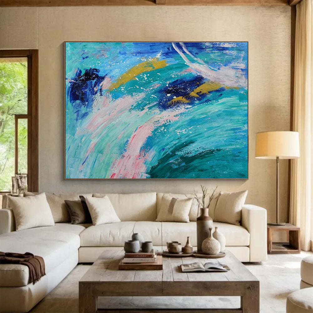 Oversized Custom Abstract Hand Painting for Deep-Sea Coral Nursery Expansion Project Office DLZ3038