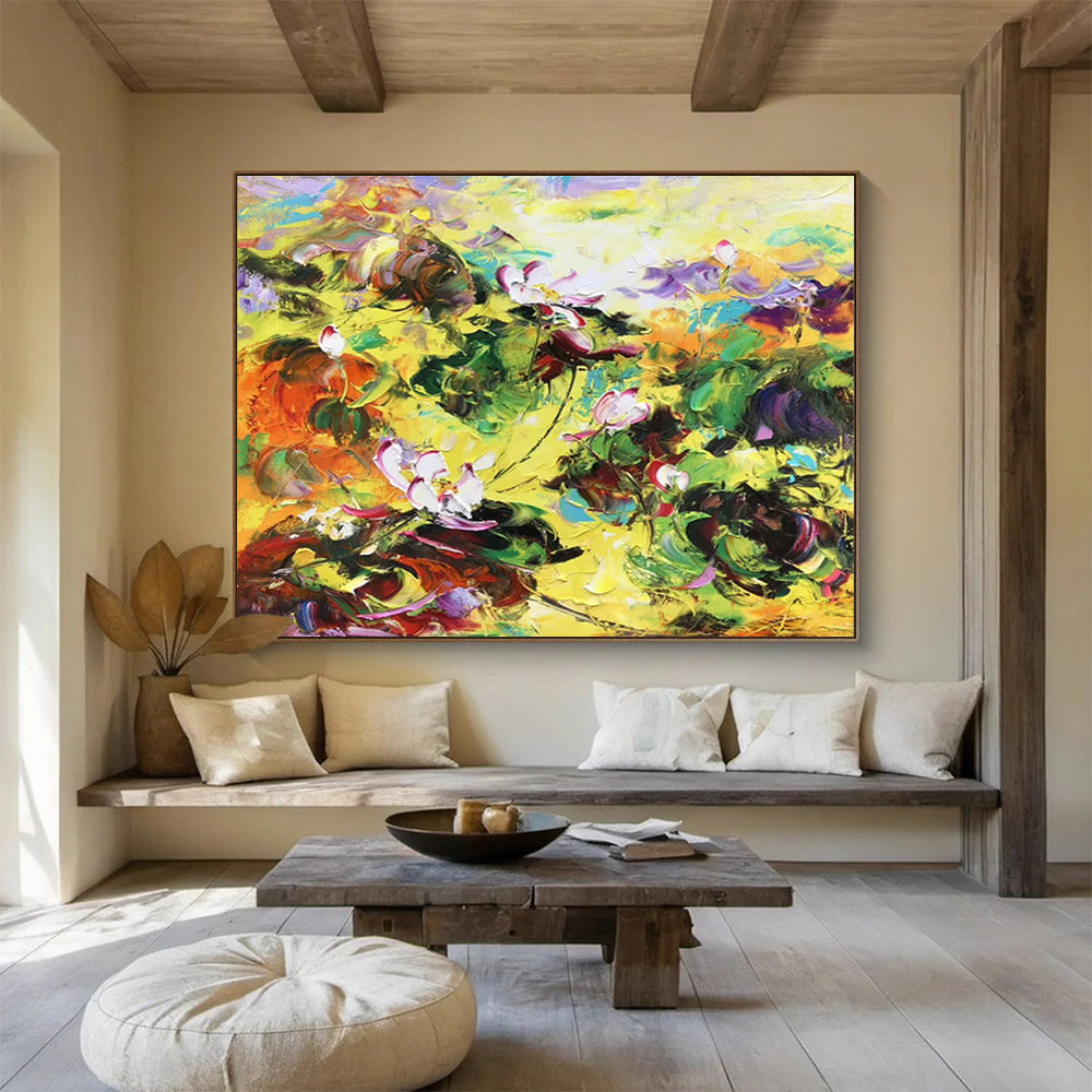 Large Custom Abstract Hand-Painted Art for Underwater Cultural Heritage Expedition Command Center DLZ3019