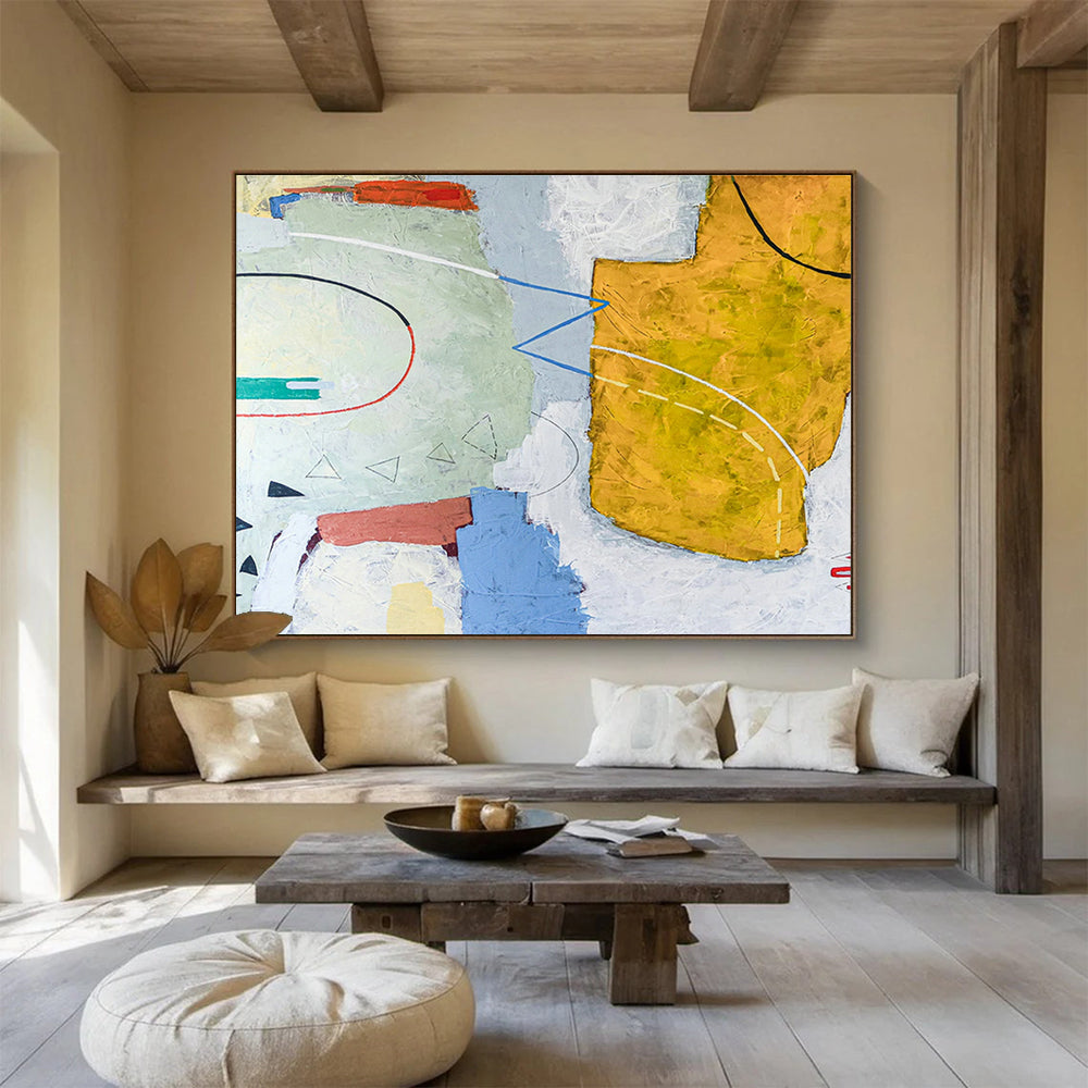 Oversized Custom Hand-Painted Abstract Art for Underwater Tunnel Construction Site Office DLZ2943