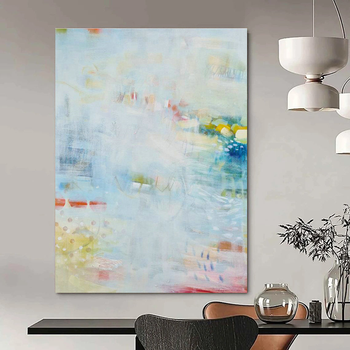 Extensive Custom Hand-Painted Abstract Canvas - Dynamic Look for Fitness Studios  DLZ0170