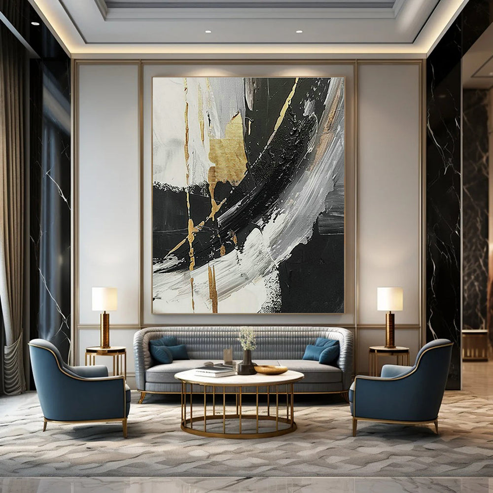 Light Up Hotel Lobbies with Large-Scale Custom Hand-Painted Abstract Paintings  DLZ0122