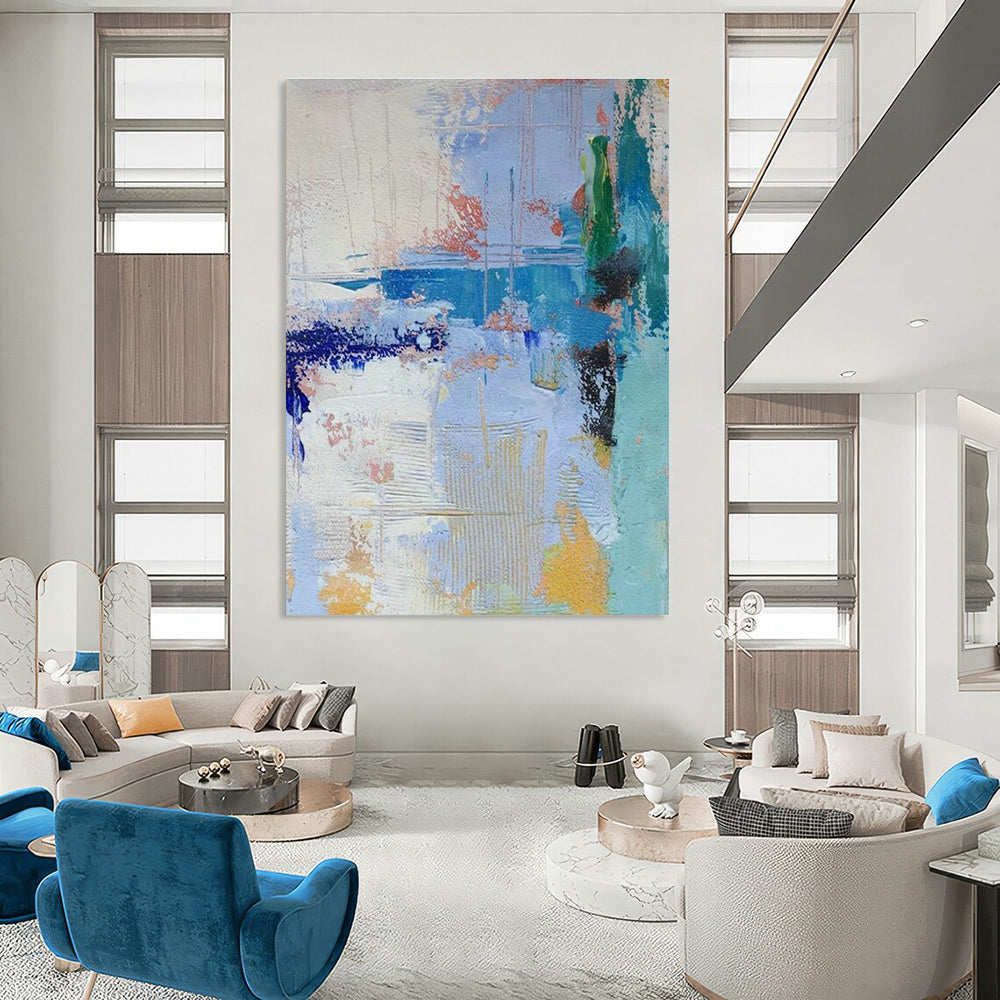 Immense Large-Scale Custom Hand-Painted Abstract Artwork - Rustic Serenity for Country Bed & Breakfasts  DLZ0335