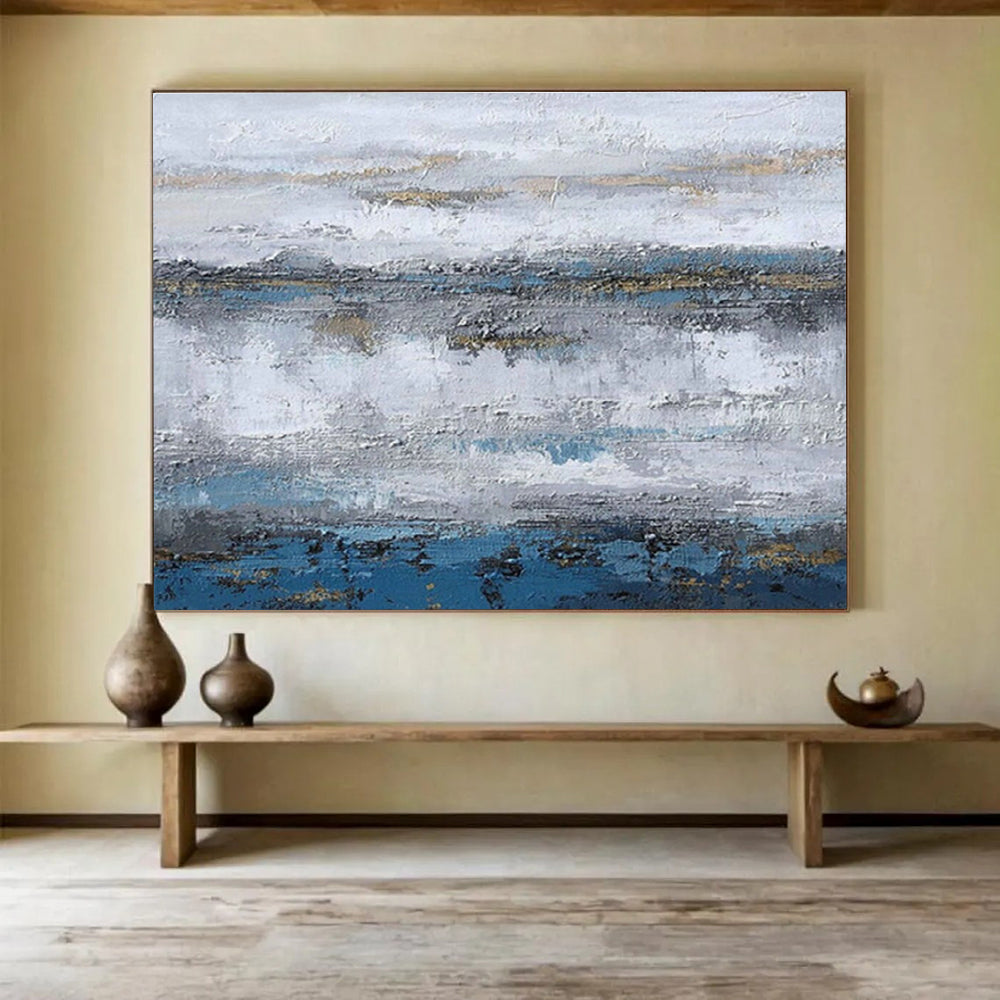 Oversized Custom Abstract Hand Painting for Offshore Wind Farm Operations and Maintenance Base DLZ2993