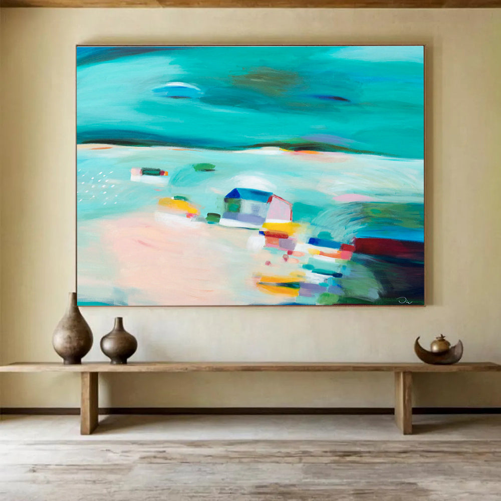 Interactive Magnetic Custom Hand-Painted Abstract for Collaborative Office Walls