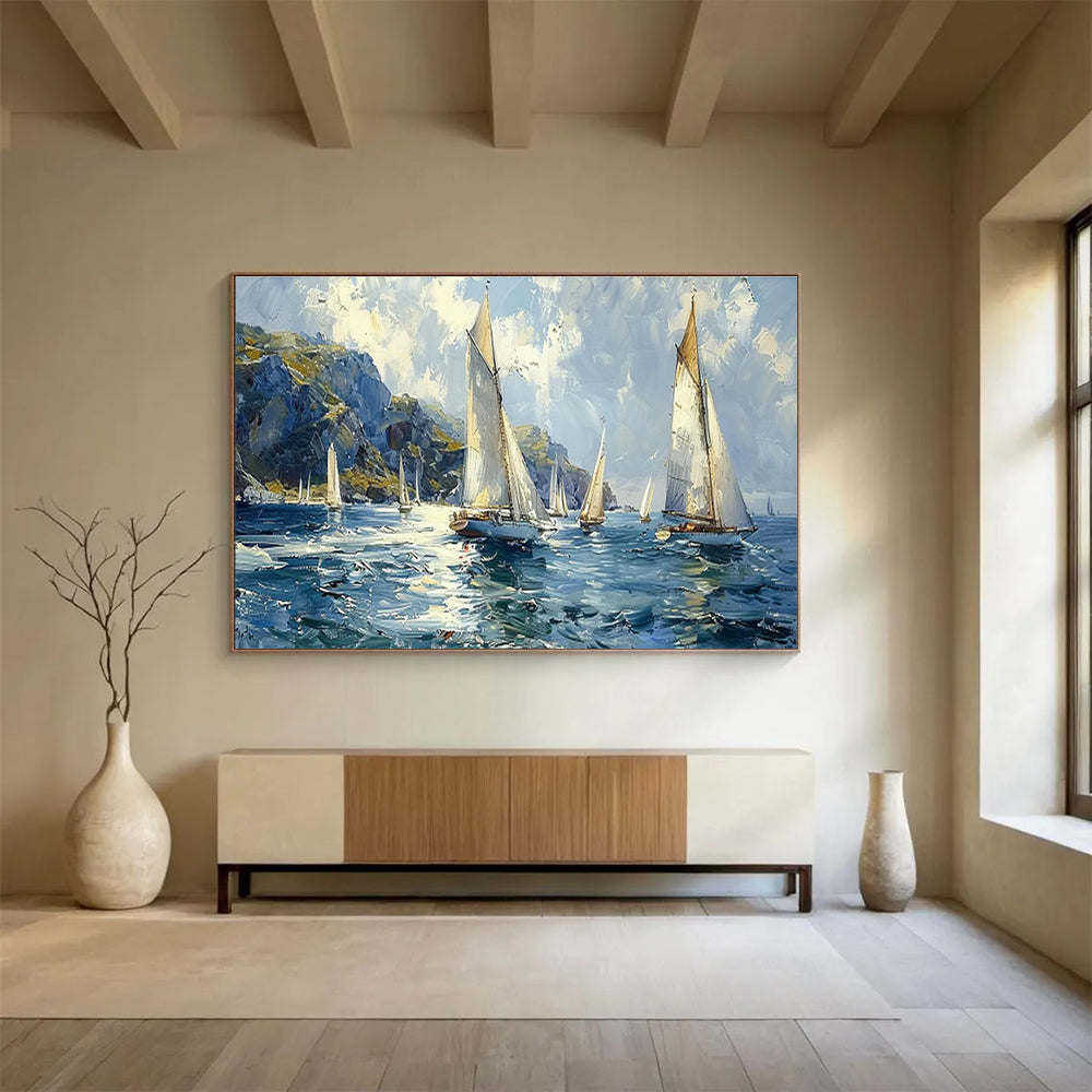 Large Custom Abstract Hand-Painted Art for Underwater Seismic Monitoring Station DLZ3053