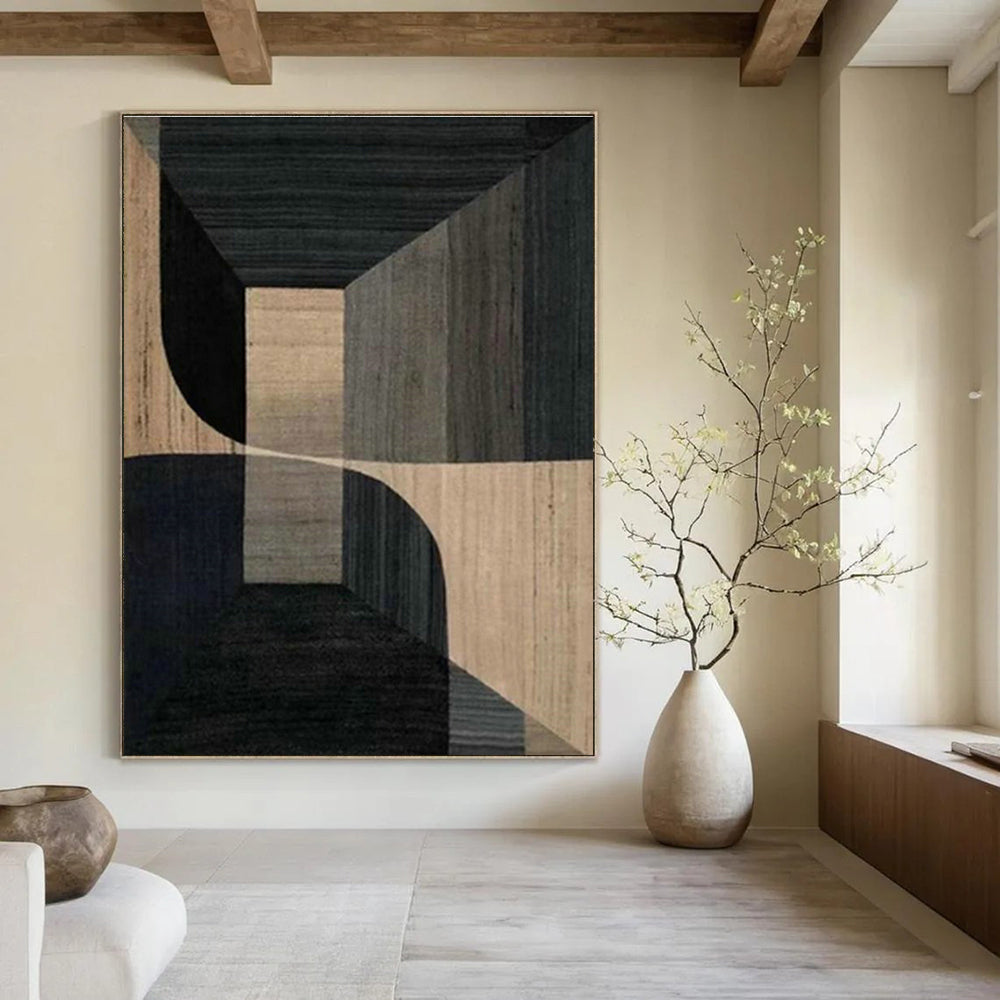 Grand Custom Hand-Painted Abstract Canvas - Artistic Sophistication for Interior Design Showrooms  DLZ0244