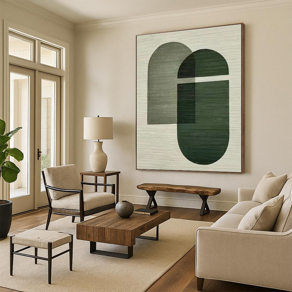 Large Custom Hand-Painted Abstract Canvas - Artistic Tranquility for Japanese Tea Gardens  DLZ0258