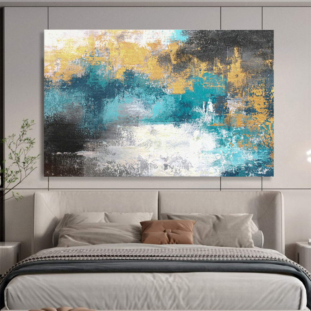 Monumental Geometric Abstract Art - Hand-Painted Resin for Co-Working Spaces