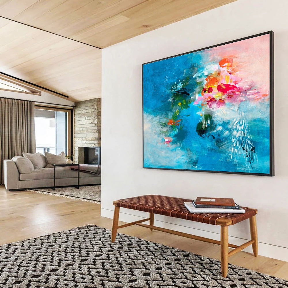 Solar-Powered LED Backlit Custom Hand-Painted Abstract Art for Corridors and Modern Spaces