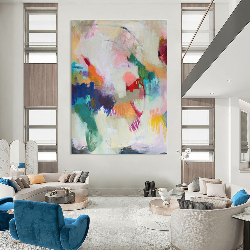 Statement-Making Large Custom Hand-Painted Abstract Painting - Ideal for Luxury Retail Stores  DLZ0149