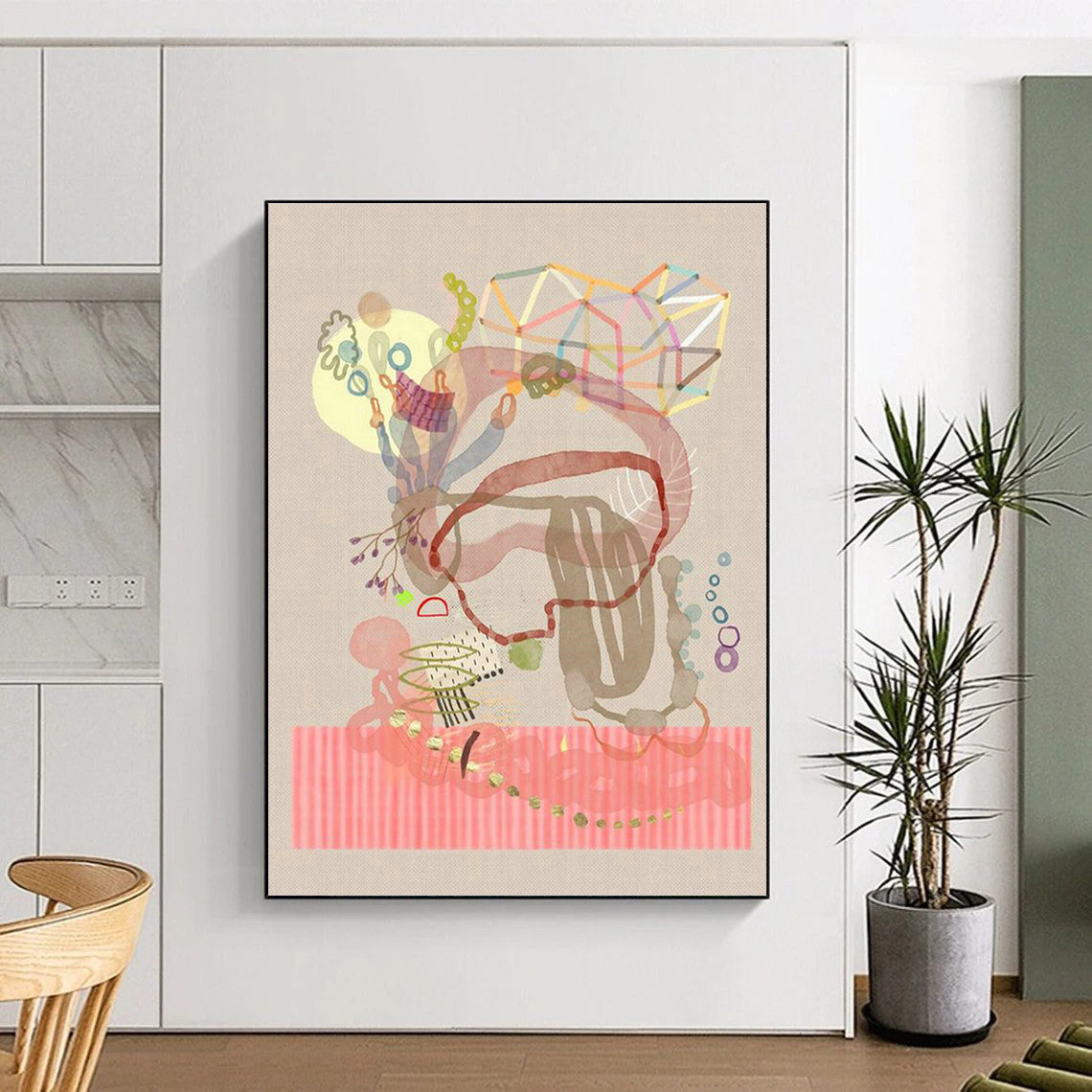 Jumbo Custom Hand-Painted Abstract Wall Art for Artisanal Coffee Roasteries  DLZ0103