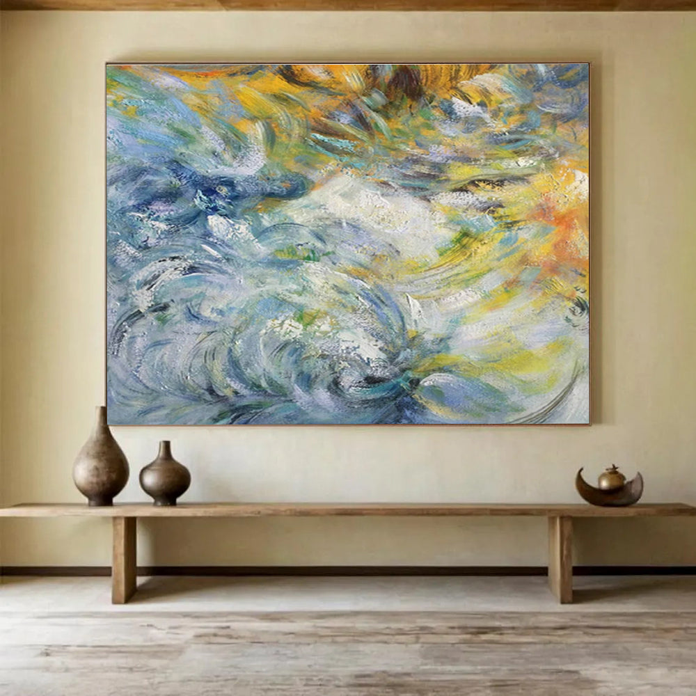 Custom-Made Giant Abstract Hand Painting for Villa Foyer DLZ2675