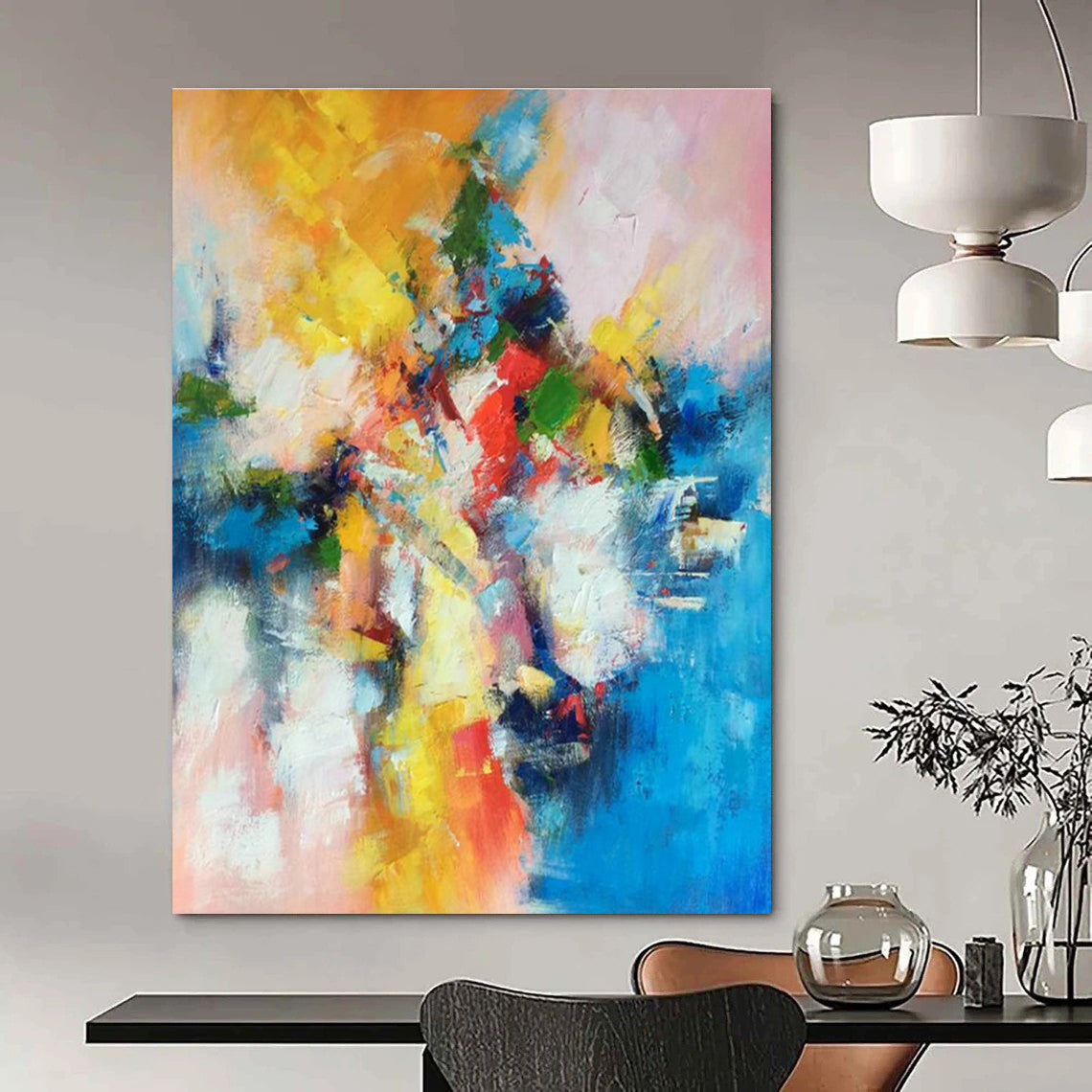 Monumental Custom Hand-Painted Abstract Art - Cultural Heritage for World Folk Art Galleries  DLZ0344