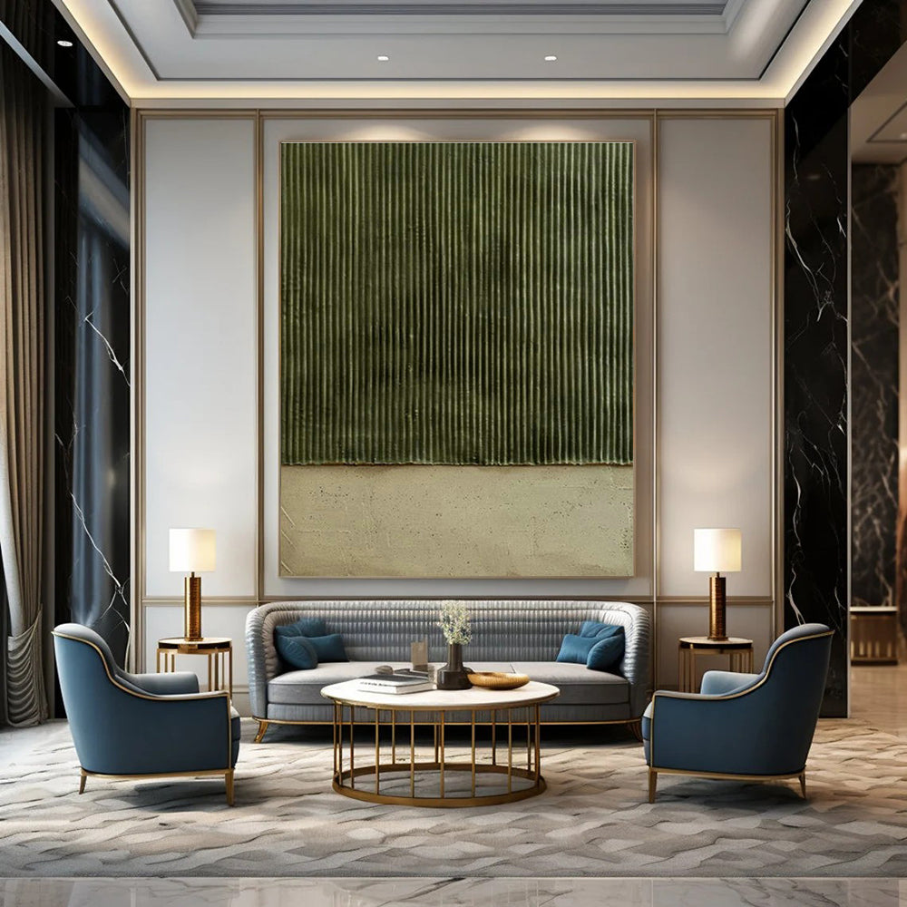 Intricate Large-Scale Custom Hand-Painted Abstract Artwork - Botanical Elegance for Orchid Showrooms  DLZ0329