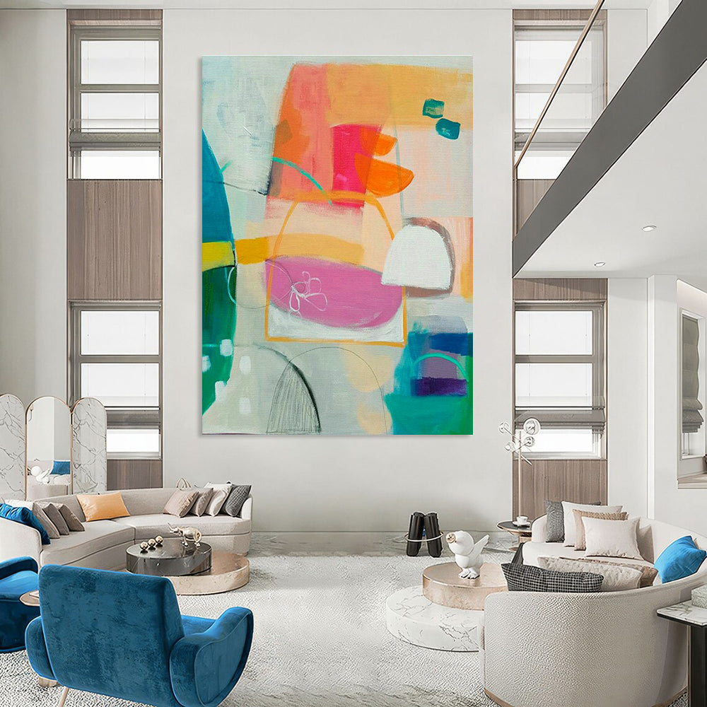 Large-Scale Custom Hand-Painted Abstract Painting - Personalized Art Decoration for Apartments  DLZ0138