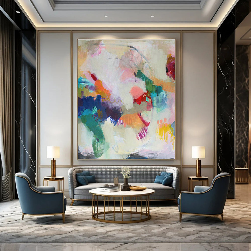 Statement-Making Large Custom Hand-Painted Abstract Painting - Ideal for Luxury Retail Stores  DLZ0149