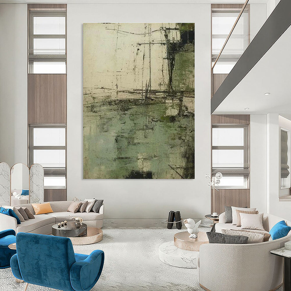 Sprawling Custom Hand-Painted Abstract Canvas - Vintage Charm for Old-Fashioned Barber Shops  DLZ0253