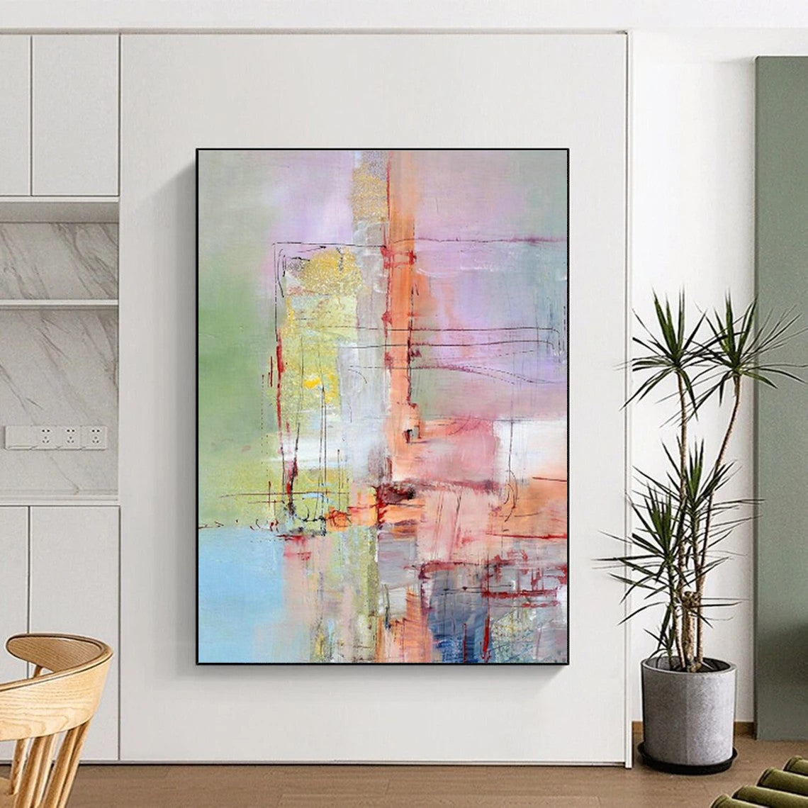 Striking Large Custom Hand-Painted Abstract Art - Artistic Breakthrough for Biotechnology Research Labs  DLZ0323