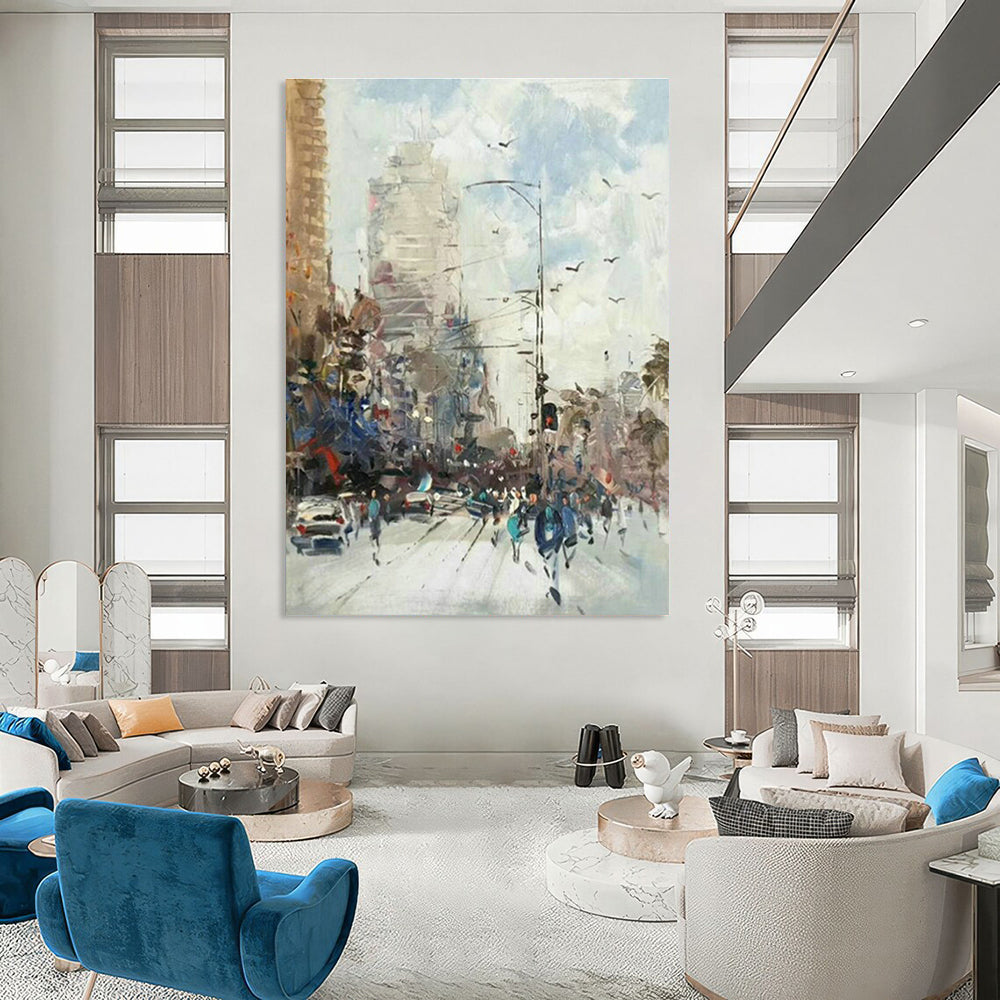 Vast Custom Hand-Painted Abstract Painting - Cinematic Realms for Film Production Studios’ Green Rooms  DLZ0345
