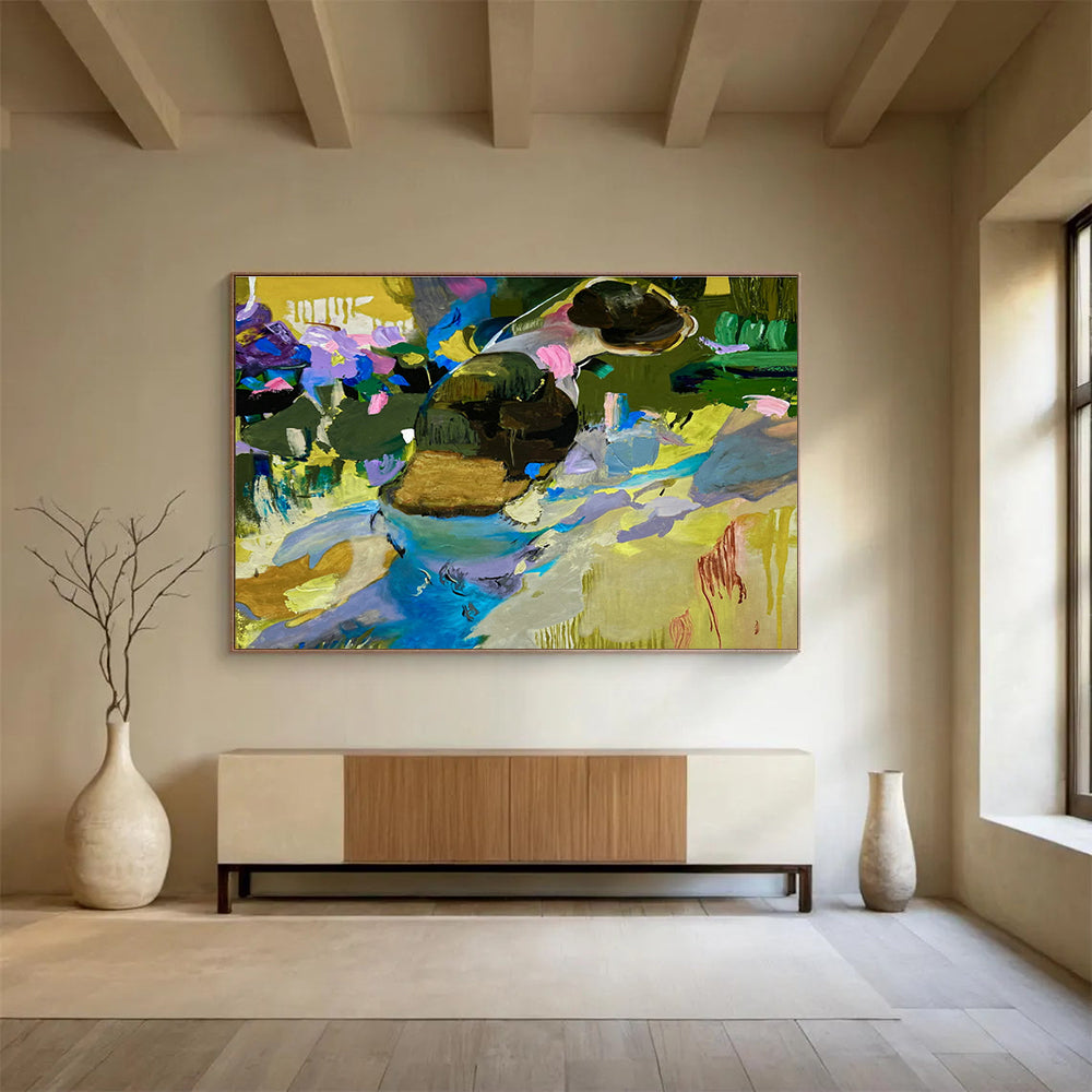 Oversized Customizable Hand-Painted Abstract Canvas for Yacht Interiors DLZ3307