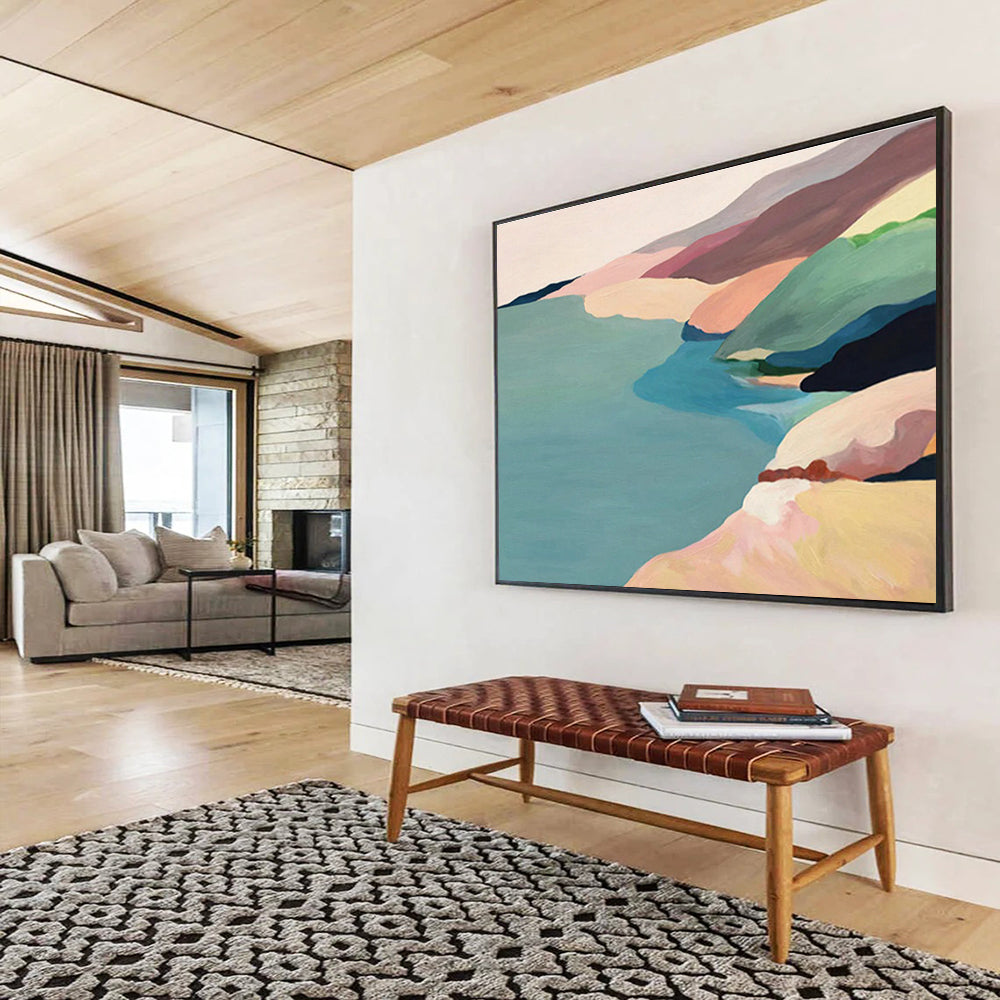 Oversized Custom Abstract Hand Painting for Deep-Sea Coral Reef Connectivity Research Project Office DLZ3125