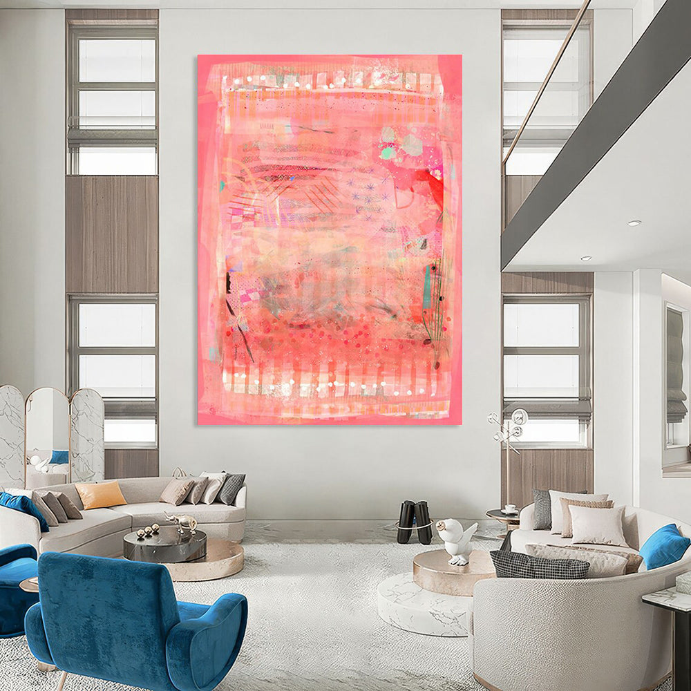 Grandiose Large Custom Hand-Painted Abstract Canvas - Opulent Décor for Private Mansions  DLZ0164