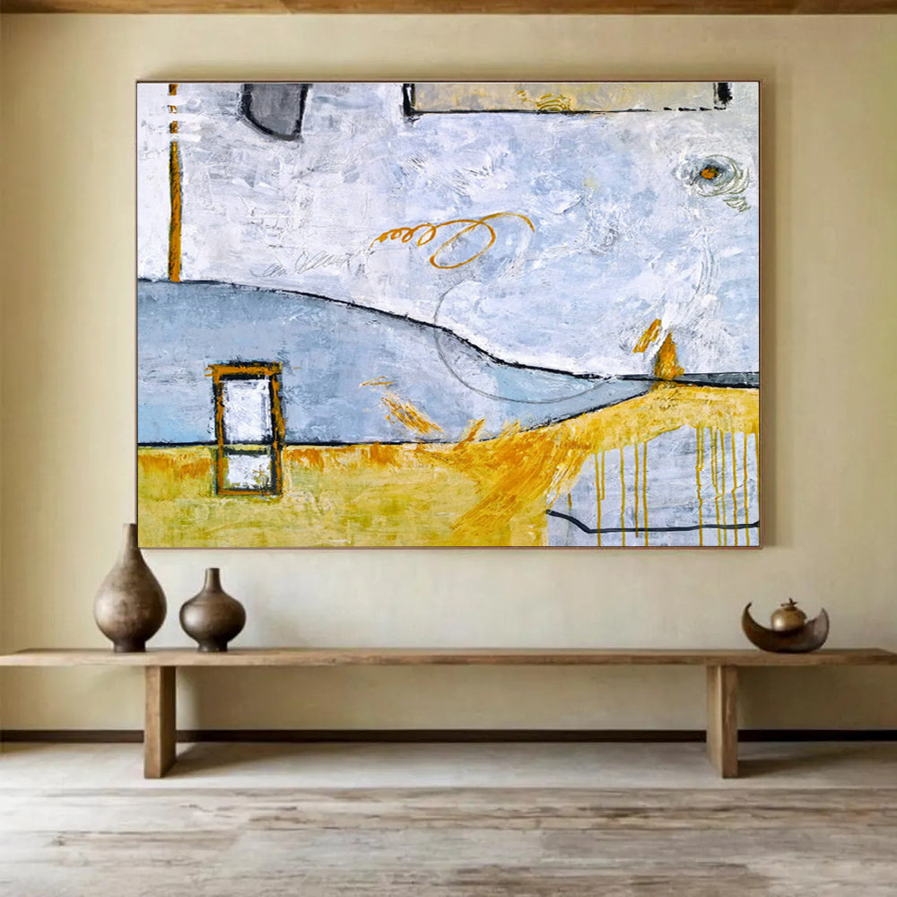 Oversized Custom Abstract Hand Painting for Desert Oasis Date Palm Farm Office DLZ2947