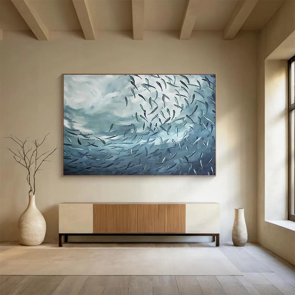Custom Giant Abstract Hand Painting for Subterranean Aquifer Water Quality Remediation and Monitoring Center DLZ3176