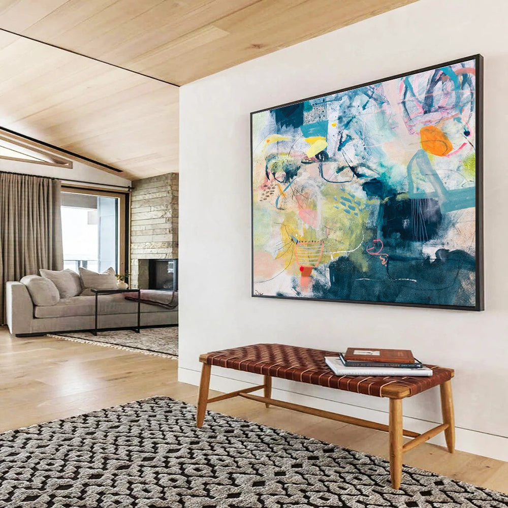 Bespoke Hotel Lobby Giant Abstract Hand Painting