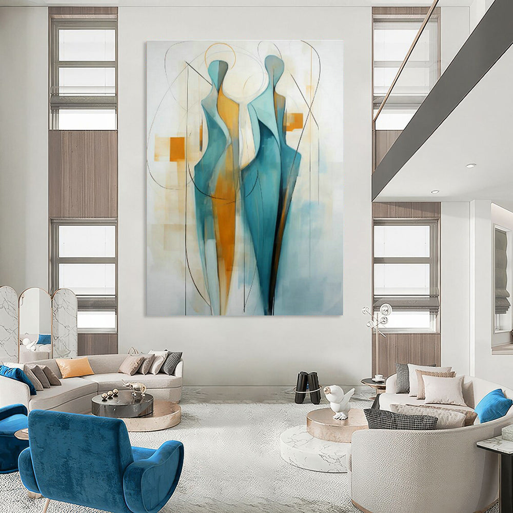 Immense Large-Scale Custom Hand-Painted Abstract Artwork - Rustic Charm for Alpaca Farms’ Visitor Centers  DLZ0305