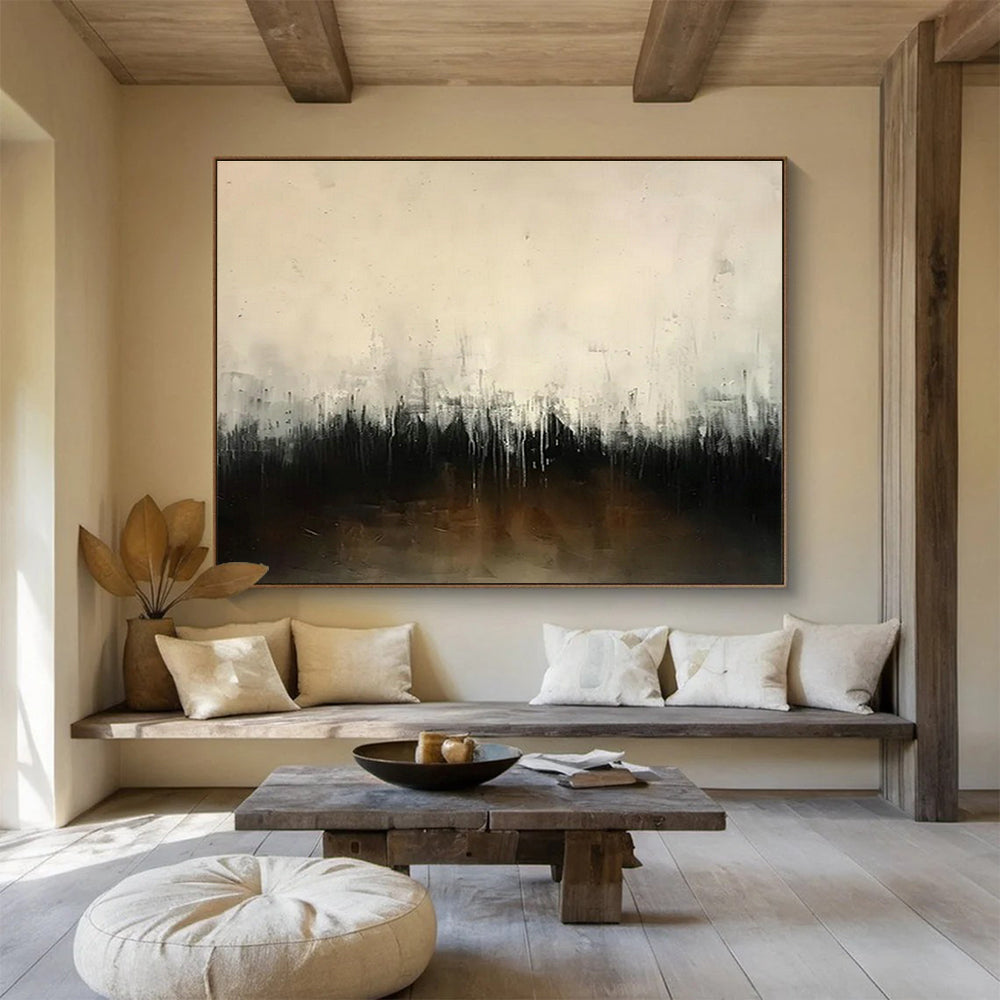 Light & Shadow Custom Hand-Painted Abstract Landscape for Dining Areas