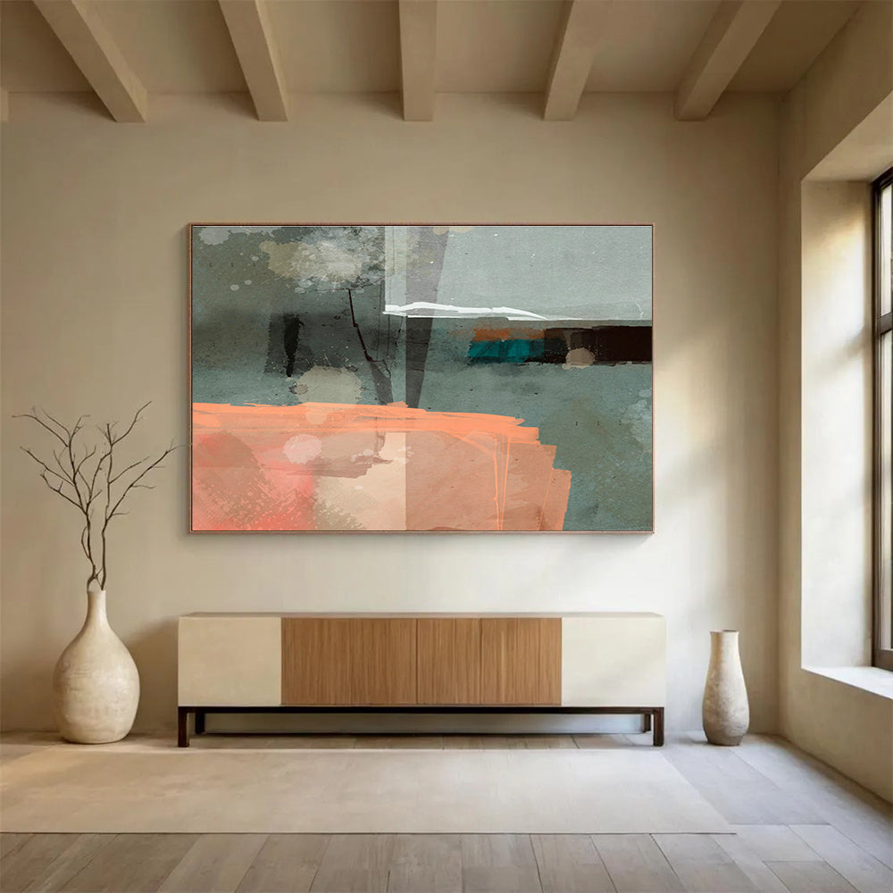 Customizable Giant Abstract Hand-Painted Art for Dining Room