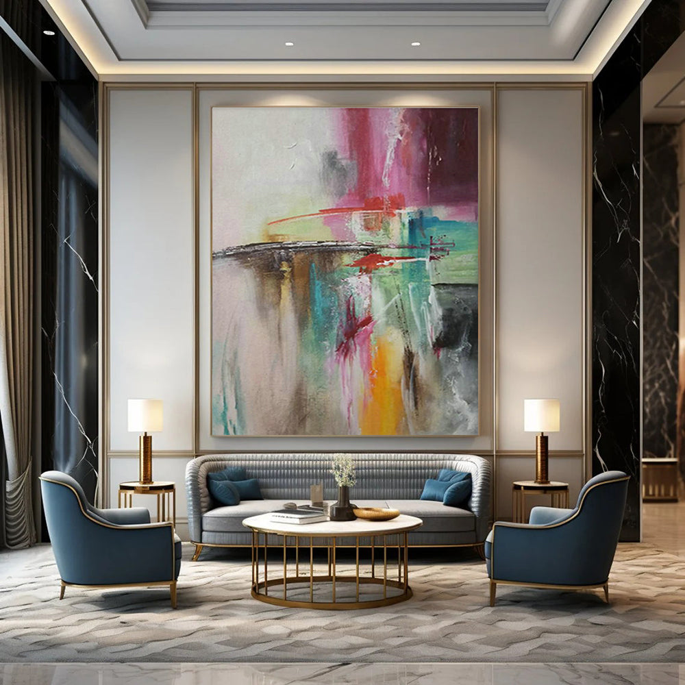 Oversized Custom Handmade Abstract Painting for Traditional Chinese Lion Dance Training Centers  DLZ0056