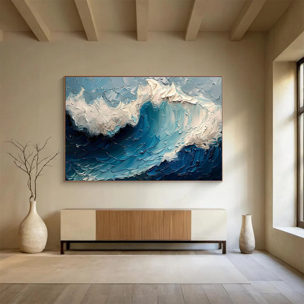 Oversized Custom Hand-Painted Abstract Art for Antarctic Marine Mammal Migration Pattern Prediction Lab DLZ3150