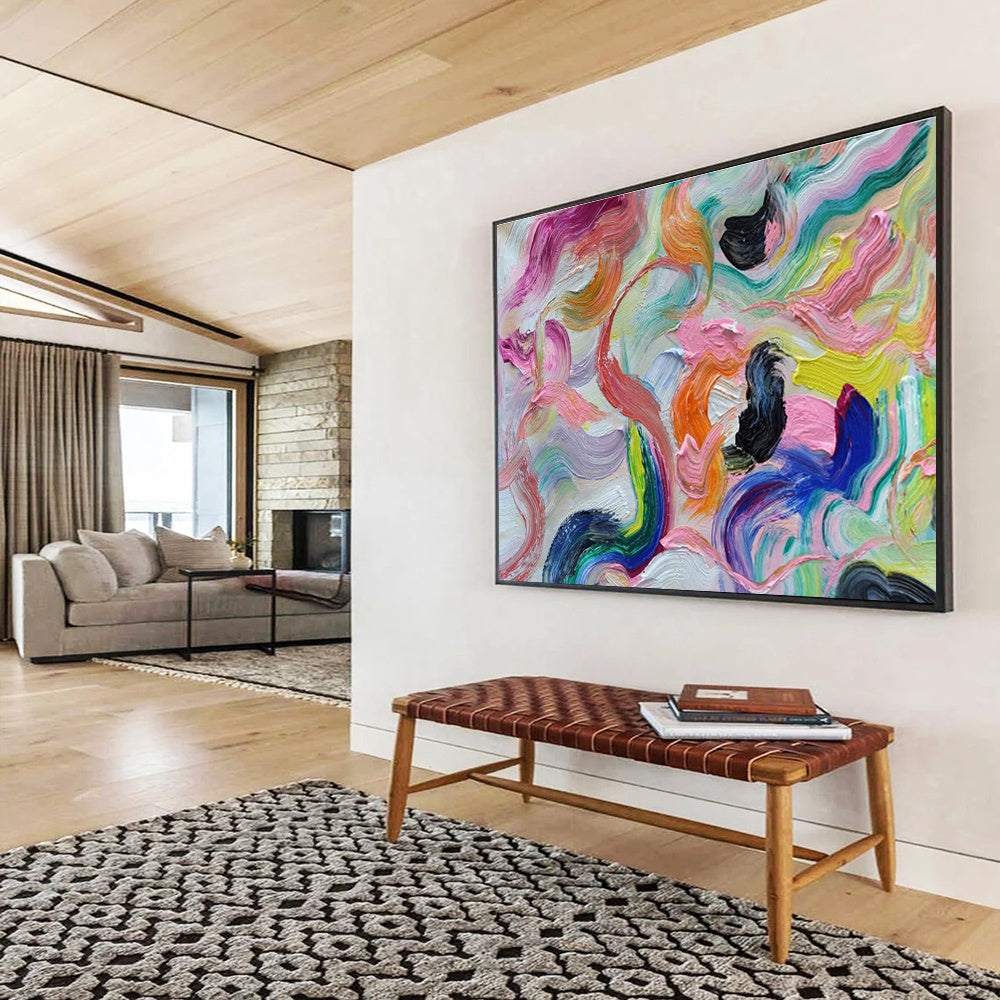 Oversized Custom Abstract Hand Painting for Conference Room DLZ2676