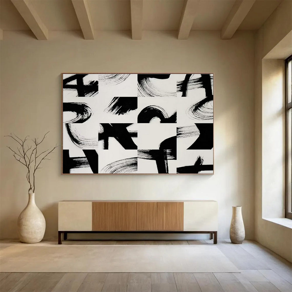 Custom Giant Abstract Hand Painting for Carbon Capture and Storage Site Control Center DLZ2831